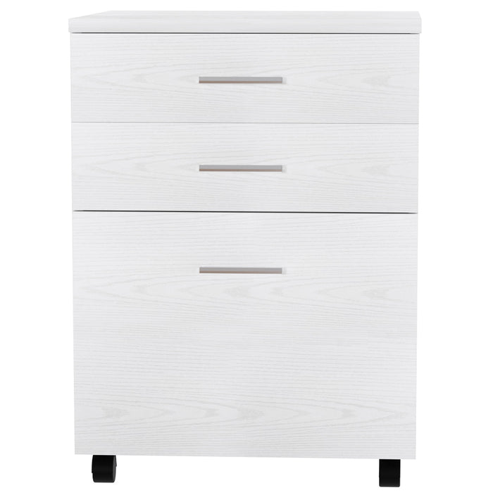 Cassettiera Scrivania Ufficio Mobiletto Stampante 3 Cassetti Bianco Frassinato