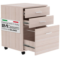 Cassettiera Scrivania Ufficio Legno MDF Mobiletto Stampante 3 Cassetti Olmo