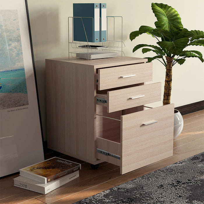 Cassettiera Scrivania Ufficio Legno MDF Mobiletto Stampante 3 Cassetti Olmo