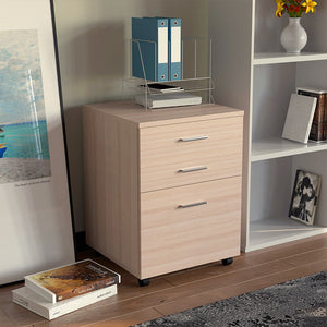 Cassettiera Scrivania Ufficio Legno MDF Mobiletto Stampante 3 Cassetti Olmo