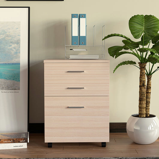 Cassettiera Scrivania Ufficio Legno MDF Mobiletto Stampante 3 Cassetti Olmo