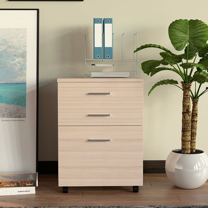 Cassettiera Scrivania Ufficio Legno MDF Mobiletto Stampante 3 Cassetti Olmo