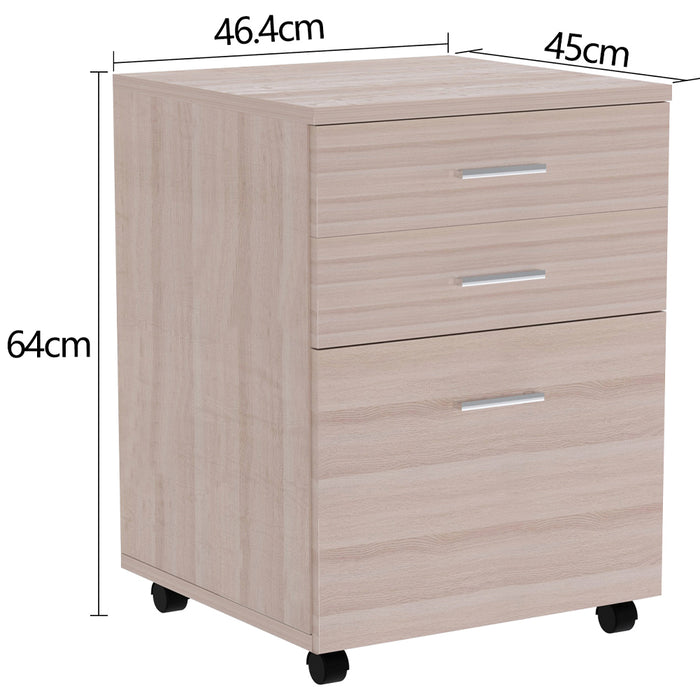 Cassettiera Scrivania Ufficio Legno MDF Mobiletto Stampante 3 Cassetti Olmo