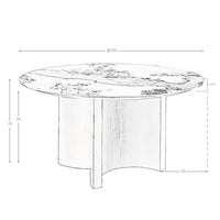 Tavolo da pranzo rotondo in marmo porcellanato, noce e legno argentato