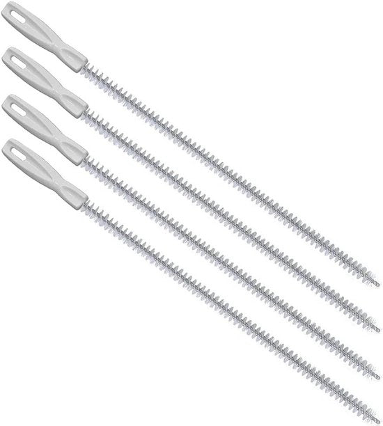 Set di spazzole per canalini di scarico - Raccoglitore di capelli - Cucina/Bagno - Spazzole in nylon - 4 pezzi ( Bianco 45cm)