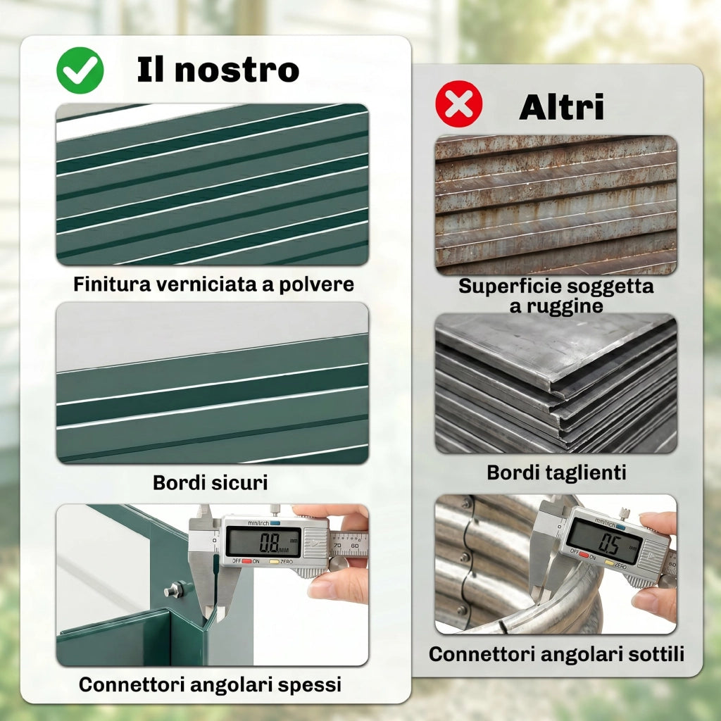 Letto Rialzato da Giardino ¨C Xylo ¨C Metallo Grigio 241x90,5x30cm
