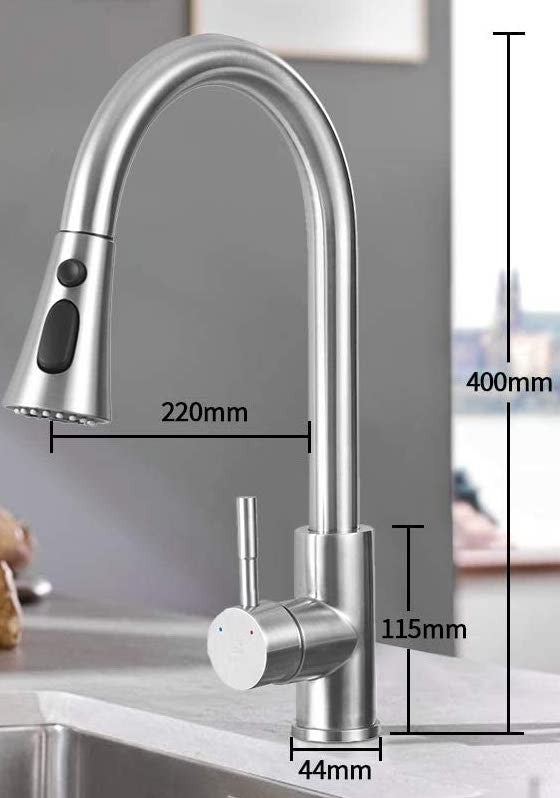 Rubinetto miscelatore acciaio inox con doccetta estraibile