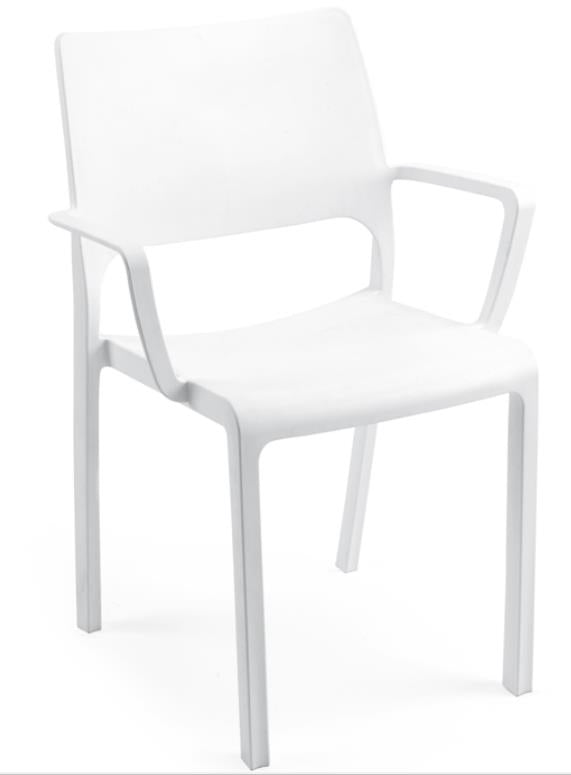 SEDIA TRAMONTANA BIANCO IMPILABILE IN POLIPROPILENE PER ESTERNO E INTERNO