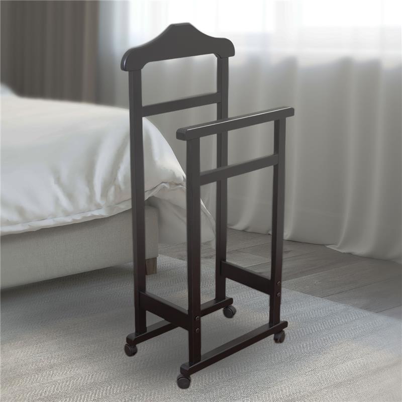 INDOSSATORE APPENDIABITI DA CAMERA IN LEGNO DI FAGGIO NERO 44 X 25 X 98 H