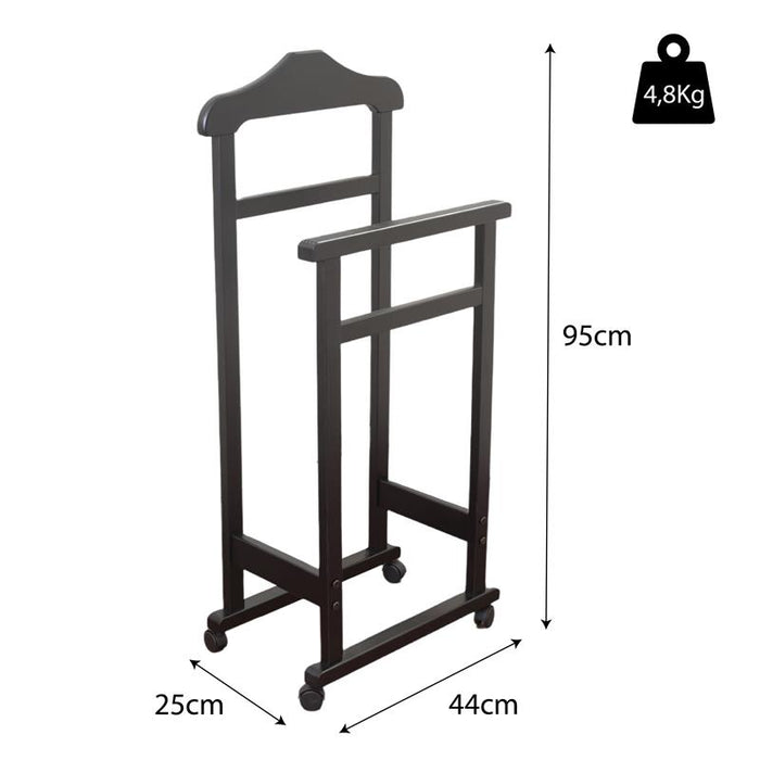 INDOSSATORE APPENDIABITI DA CAMERA IN LEGNO DI FAGGIO NERO 44 X 25 X 98 H