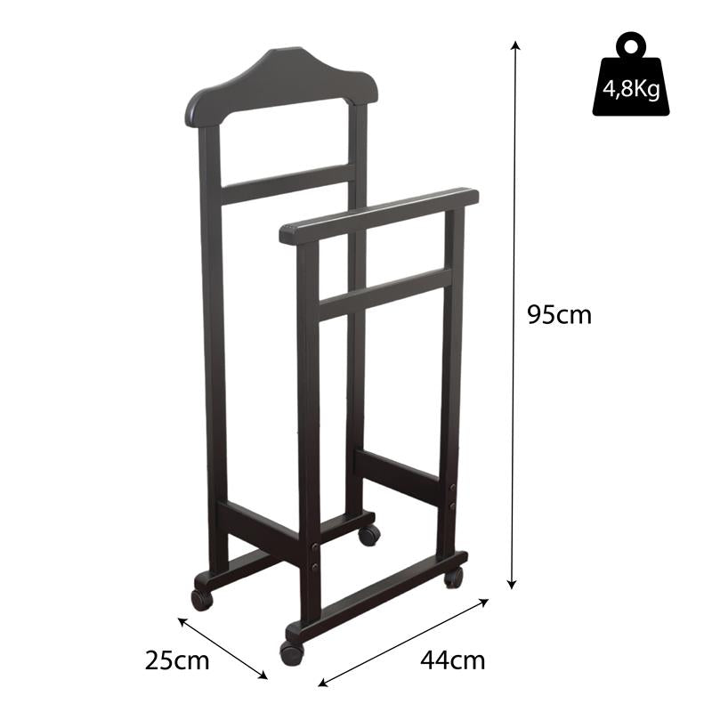INDOSSATORE APPENDIABITI DA CAMERA IN LEGNO DI FAGGIO NERO 44 X 25 X 98 H