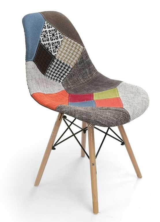 SEDIA PATCHWORK IN TESSUTO A FANTASIA A QUADRI