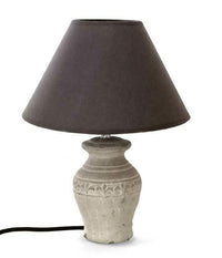 LAMPADA ORY CON BASE IN EFFETTO CEMENTO E PARALUME MARRONE DA 26 X 36 CM
