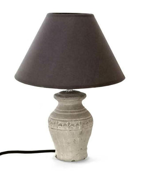 LAMPADA ORY CON BASE IN EFFETTO CEMENTO E PARALUME MARRONE DA 26 X 36 CM