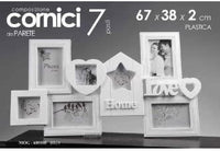 PORTAFOTO  CON 7 POSTI 67 X 38 X 2 CM IN STILE SHABBY CHIC COLORE BIANCO