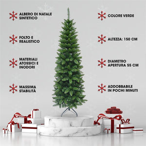 MAURY'S ALBERO DI NATALE EXTRA SLIM 150 CM VERDE USATO COME NUOVO