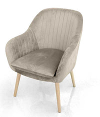 POLTRONA CON SEDUTA IN VELLUTO GAMBE IN LEGNO 67X73XH81 BEIGE USATO COME NUOVO