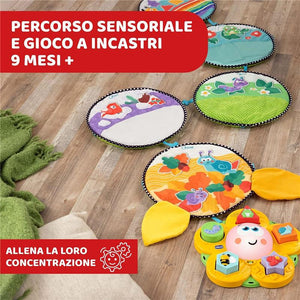 CHICCO TAPPETO SENTIERO DELLE STAGIONI SENSORIALE E INCASTRI 5 TAPPETINI +SUONI E LUCI PER NEONATO E BAMBINI 9+ MESI