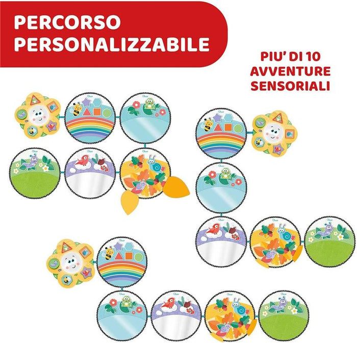CHICCO TAPPETO SENTIERO DELLE STAGIONI SENSORIALE E INCASTRI 5 TAPPETINI +SUONI E LUCI PER NEONATO E BAMBINI 9+ MESI