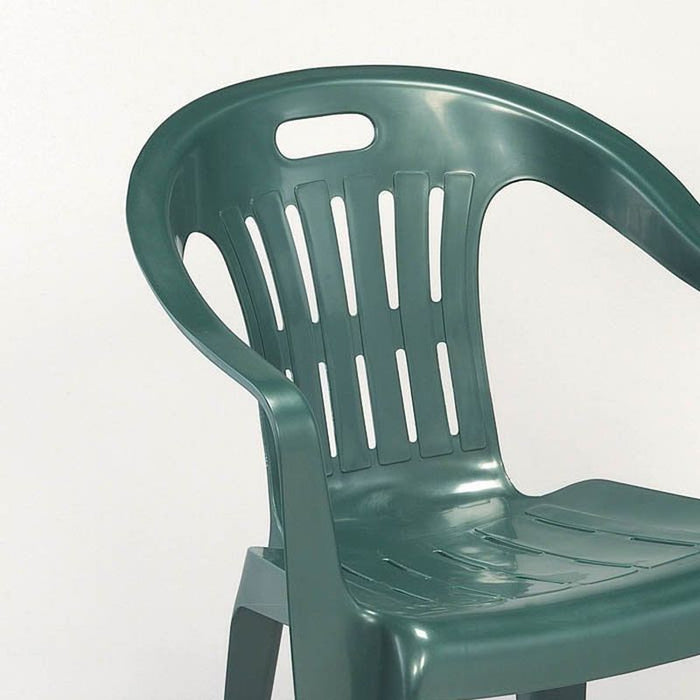 Sedia Piona da giardino in resina verde con braccioli