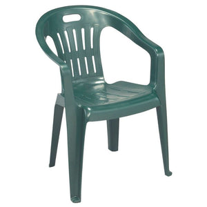 Sedia Piona da giardino in resina verde con braccioli