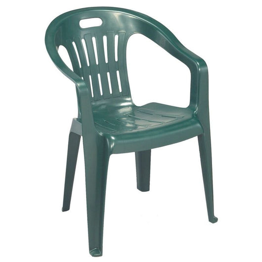 Sedia Piona da giardino in resina verde con braccioli