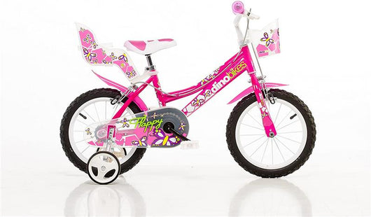 BICICLETTA FLAPPY 16 POLLICI ROSA BAMBINA CON ROTELLE SEGGIOLINO E CESTINO