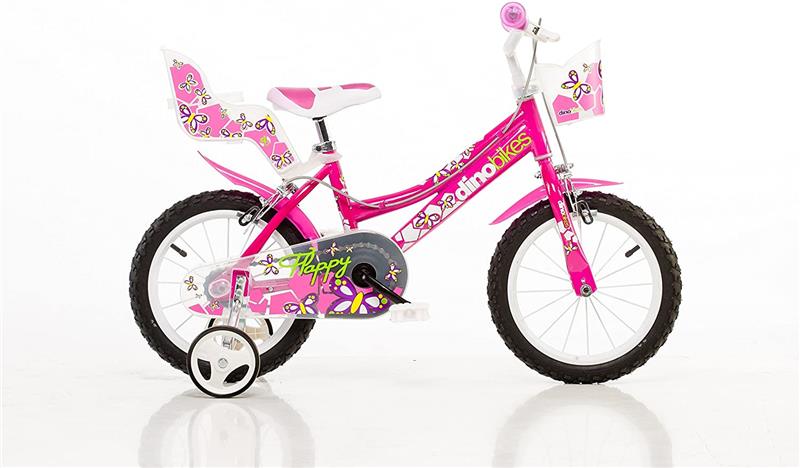 BICICLETTA FLAPPY 16 POLLICI ROSA BAMBINA CON ROTELLE SEGGIOLINO E CESTINO