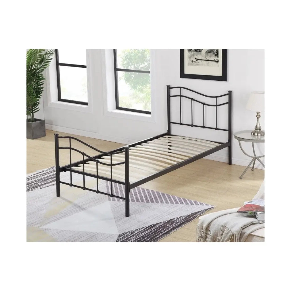 Letto ODETTE 90x200 cm in metallo colore nero con doghe.