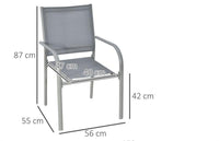 SET SEI SEDIE DA GIARDINO IN TESSUTO A RETE GRIGIO IMPILABILI, SALVASPAZIO