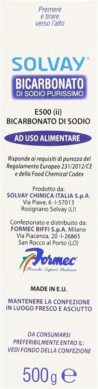 SOLVAY BICARBONATO DI SODIO PURISSIMO 500 GR