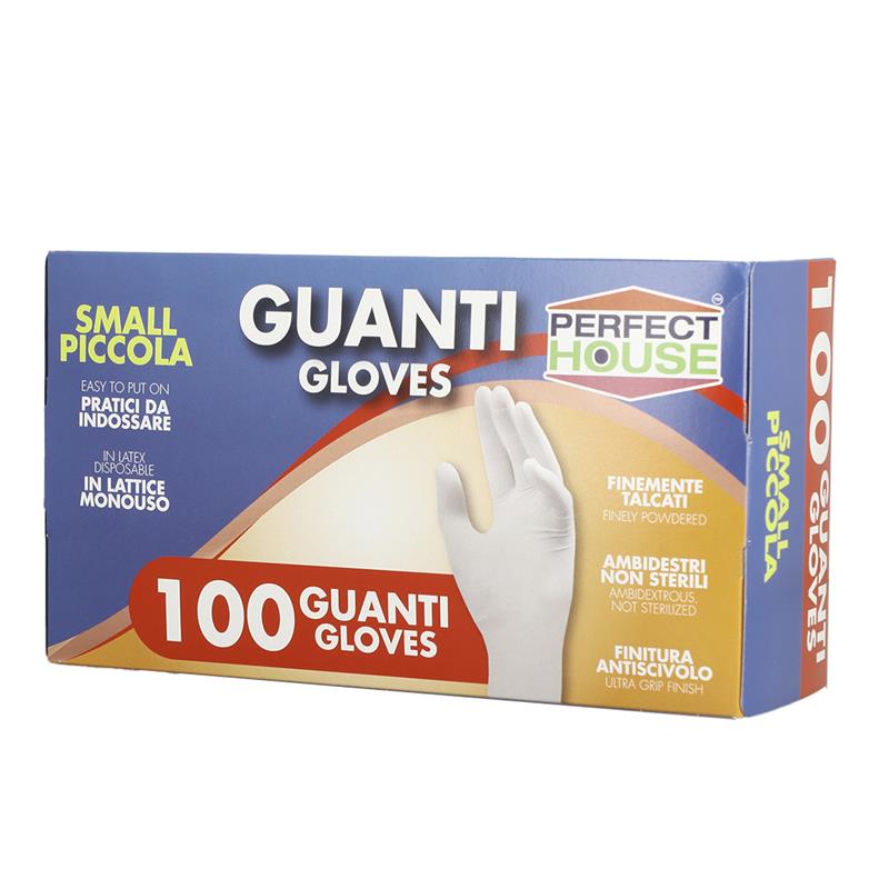 PERFECT HOUSE GUANTI IN LATTICE MONOUSO TALCATI 100 PEZZI