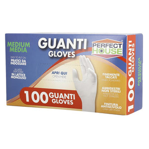 PERFECT HOUSE GUANTI IN LATTICE MONOUSO TALCATI 100 PEZZI TAGLIA MEDIA