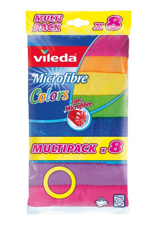 VILEDA PANNI IN MICROFIBRA IN SET DA 8 PZ COLORATI