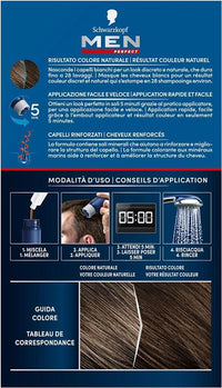SCHWARZKOPF MEN PERFECT TINTA COLORANTE IN GEL COPERTURA DEI CAPELLI BIANCHI EFFETTO NATURALE 60 CASTANO NATURALE