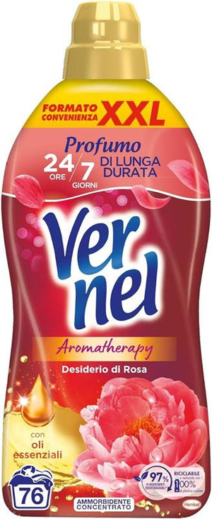 VERNEL AROMATHERAPY DESIDERIO DI ROSA AMMORBIDENTE LAVATRICE CONCENTRATO PROFUMO COME APPENA LAVATO 76 LAVAGGI
