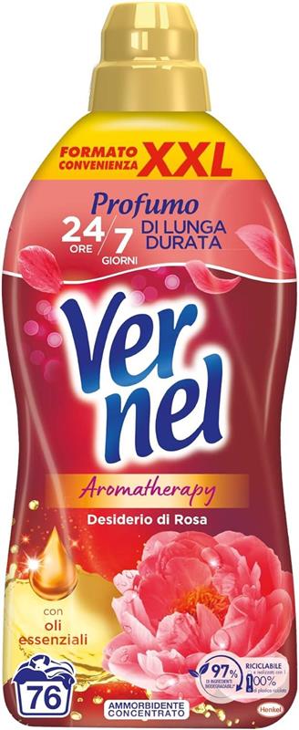 VERNEL AROMATHERAPY DESIDERIO DI ROSA AMMORBIDENTE LAVATRICE CONCENTRATO PROFUMO COME APPENA LAVATO 76 LAVAGGI