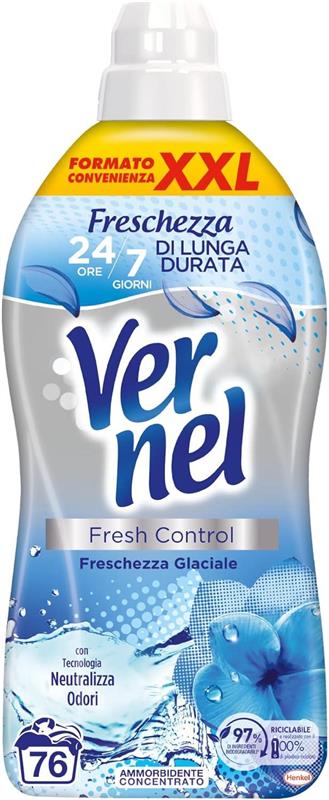 VERNEL FRESH CONTROL AMMORBIDENTE NEUTRALIZZA ODORI PROFUMAZIONE FRESCHEZZA GLACIALE 76 LAVAGGI 1.9 LT
