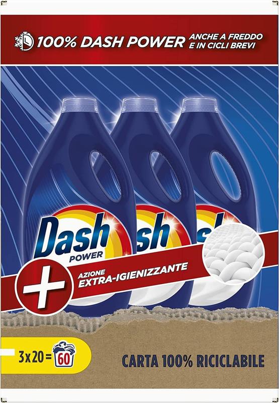 DASH LIQUIDO LAVATRICE TRIPACCO POWER EXTRA IGIENIZZANTE 20 LAVAGGI X3