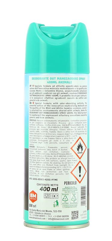 MAURY'S DEODORANTE AMBIENTE PER ODORI ANIMALI MENTA E GELSOMINO BIANCO 400ML