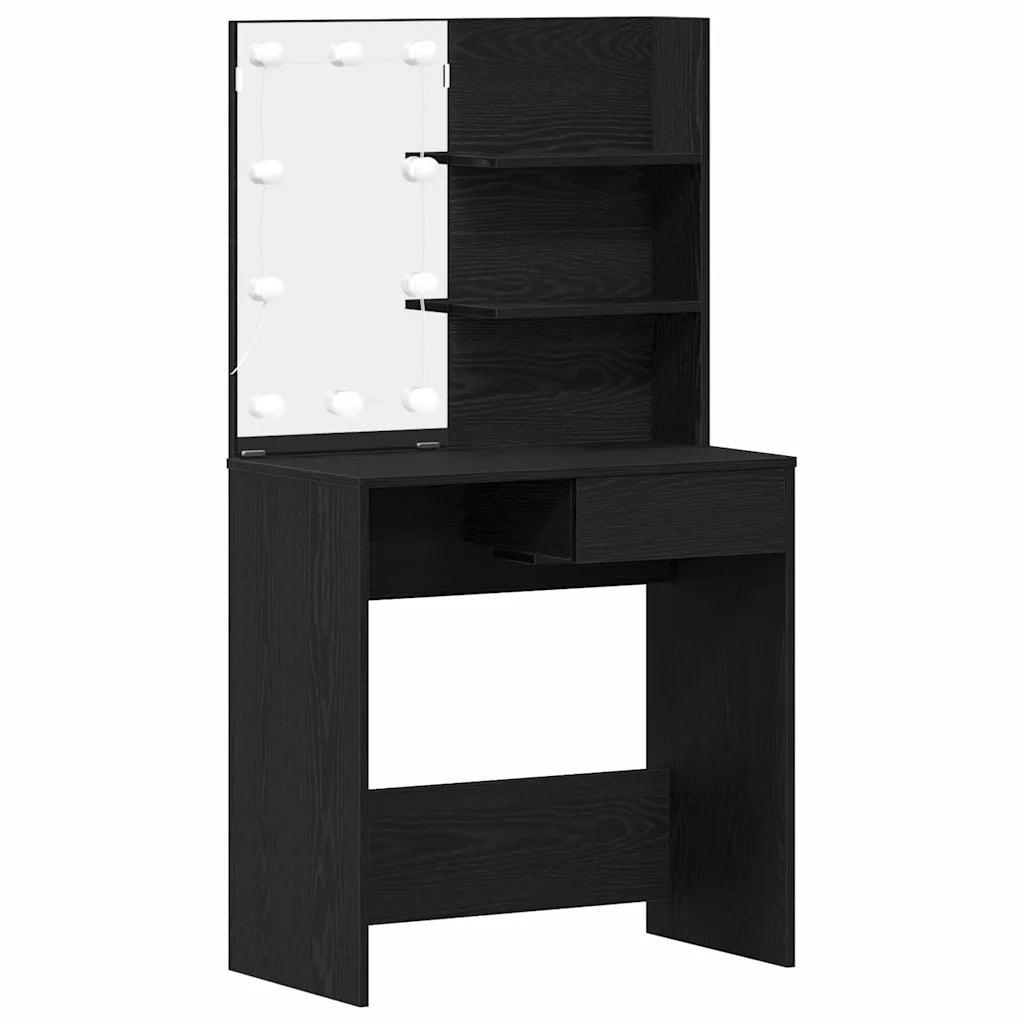Toeletta | Tavolo da Trucco con cassetto Rovere Nero 74,5 x 40 x 141 cm