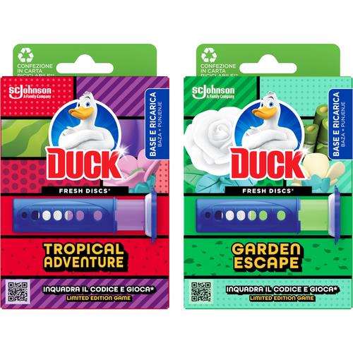 DUCK FRESH DISC  WC BASE E RICARICA DA  6 PZ GARDEN E TROPICAL ASSORTITO