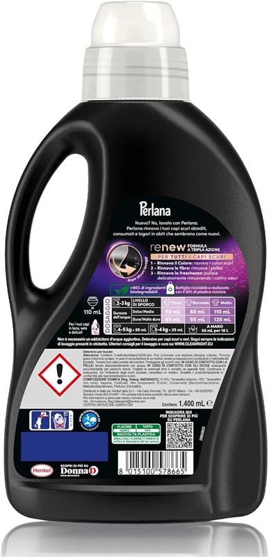 PERLANA DETERSIVO SCURI E NERI LIQUIDO PER TUTTI I CAPI SCURI PER FIBRE RINNOVATE 28 LAVAGGI