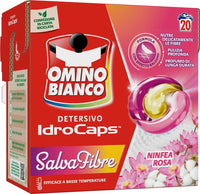 OMINO BIANCO DETERSIVO LAVATRICE IN CAPS SALVA FIBRE  EFFICACE A BASSE TEMPERATURE NINFEA ROSA 20 CAPS