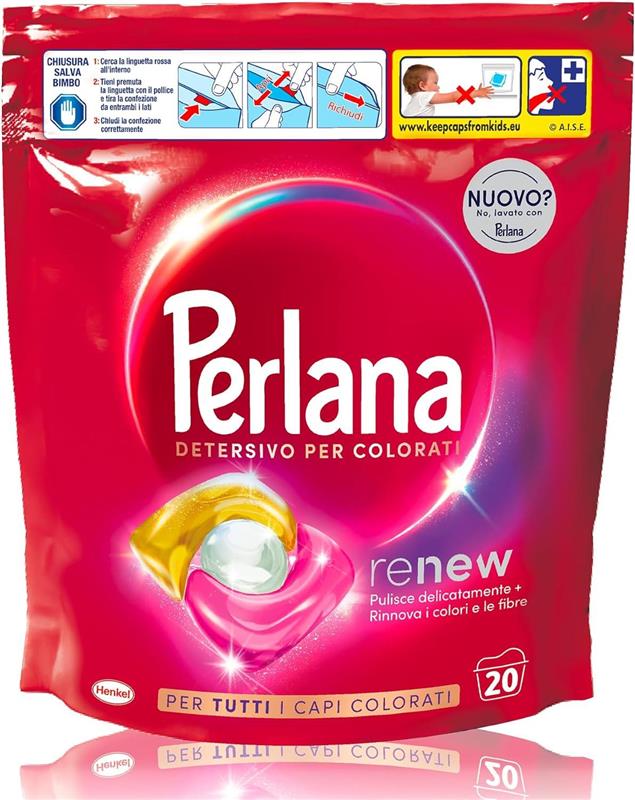 PERLANA DETERSIVO CAPS PER COLORATI (20 CAPS) PER TUTTI I CAPI COLORATI FIBRE RINNOVATE