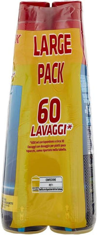 FINISH DETERSIVO GEL LAVASTOVIGLIE LEMON 2X600 ML - 1200 ML LARGE PACK PULIZIA E BRILLANTEZZA EFFICACE ANCHE NEI CICLI BREVI