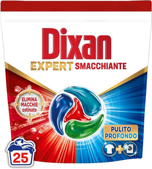 DIXAN DISCS 4IN1 EXPERT SMACCHIANTE DETERSIVO LAVATRICE 25 CAPSULE PULIZIA PROFONDA RIMUOVE LE MACCHIE DA 20°C