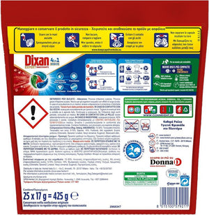 DIXAN DISCS 4IN1 EXPERT SMACCHIANTE DETERSIVO LAVATRICE 25 CAPSULE PULIZIA PROFONDA RIMUOVE LE MACCHIE DA 20°C