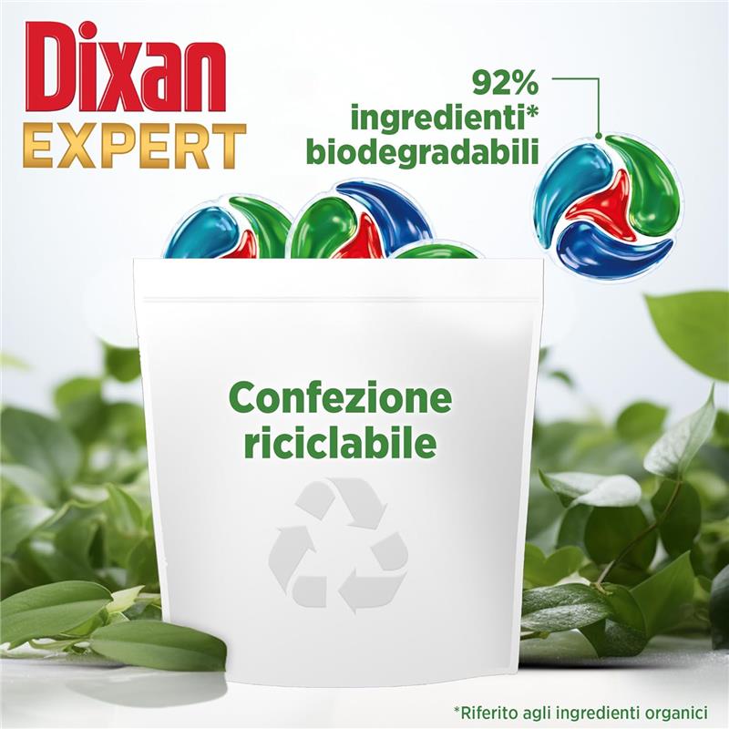 DIXAN DISCS 4IN1 EXPERT SMACCHIANTE DETERSIVO LAVATRICE 25 CAPSULE PULIZIA PROFONDA RIMUOVE LE MACCHIE DA 20°C
