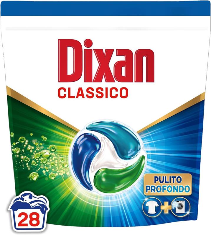 DIXAN DISCS 4 IN1 CLASSICO DETERSIVO LAVATRICE 28 LAVAGGI CAPSULE FRESCHEZZA IGIENICA PER LAVATRICE RIMUOVE LE MACCHIE DA 20°C
